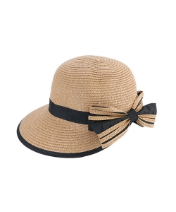 Fashion Straw Hat with Bowknot HA320139 TAUPE
